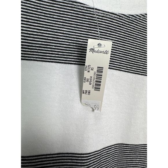 Madewell NWT Women’s Black White Striped Easy Crewneck Long Sleeve Top size XS - Picture 4 of 9